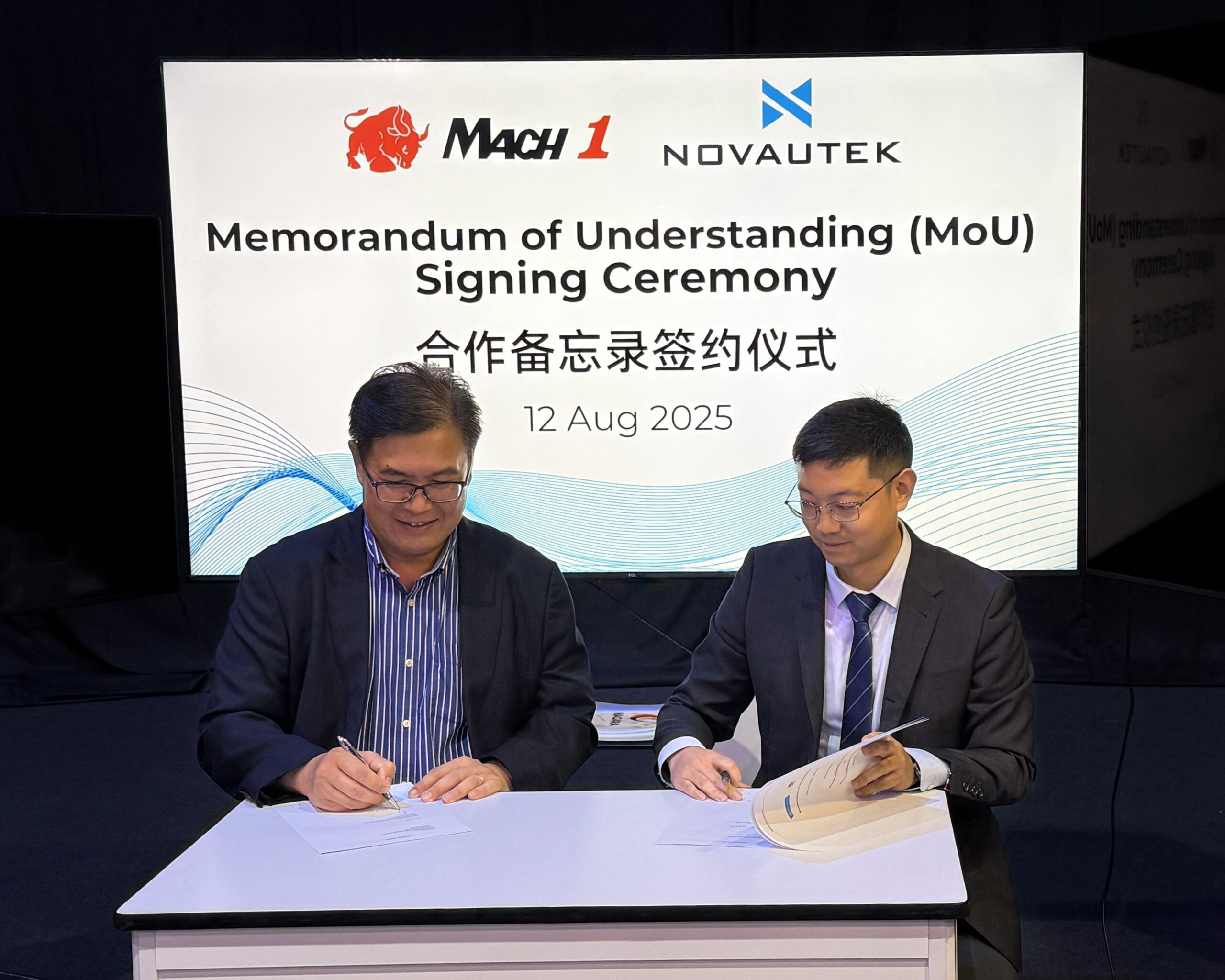 MOU signing between Mach 1 Group and Novautek to formalize their new collaboration.