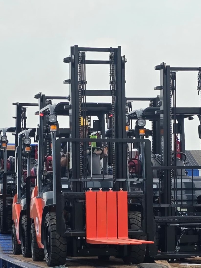 Toyota Forklifts ready for delivery as part of scheduled customer orders