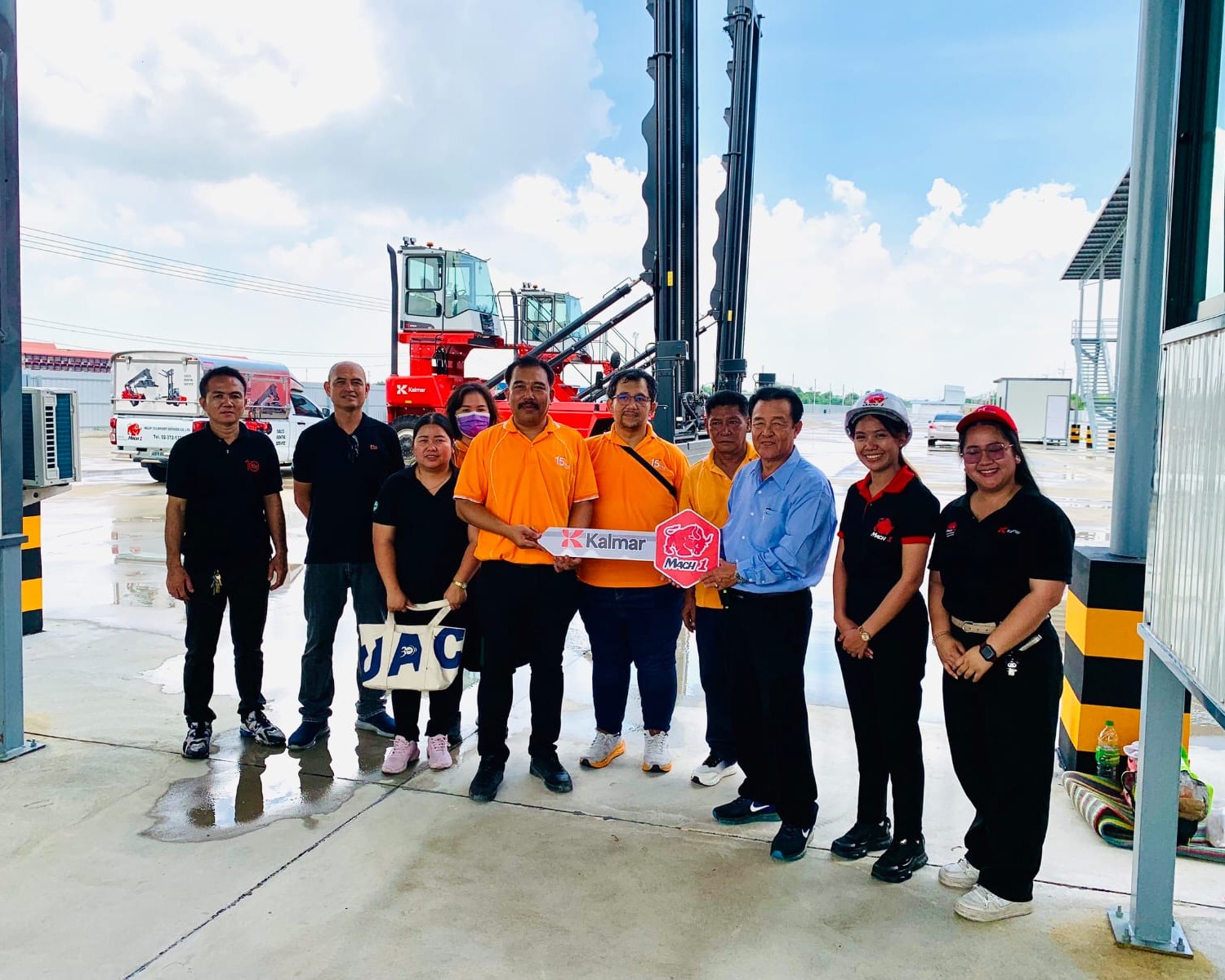 Handover big truck, port equipment, Kalmar ECH DCU80-45ES8 units delivered and operating at MPJ Distribution Center in Laem Chabang, Thailand.